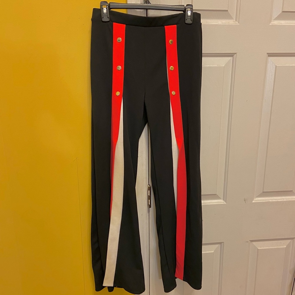 Starlette Wide Leg Pant & Crop Top Black/Red/White (Starlette)